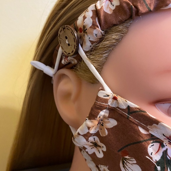 Brown Floral Head-Wrap Face Mask - Picture 2 of 3